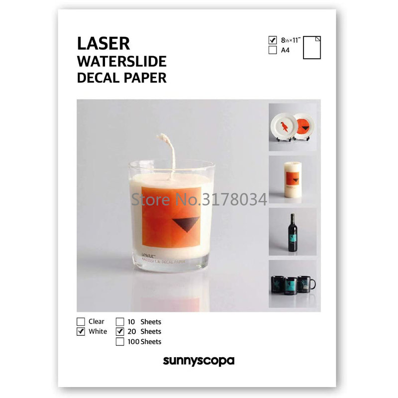 Waterslide Decal Paper - 20 Lembar A4 Warna Putih Printer