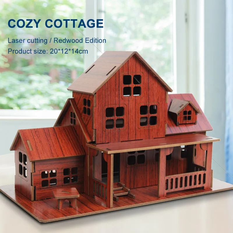 Model Kit Wood - Permainan Model Puzzle Kayu 3D Rumah
