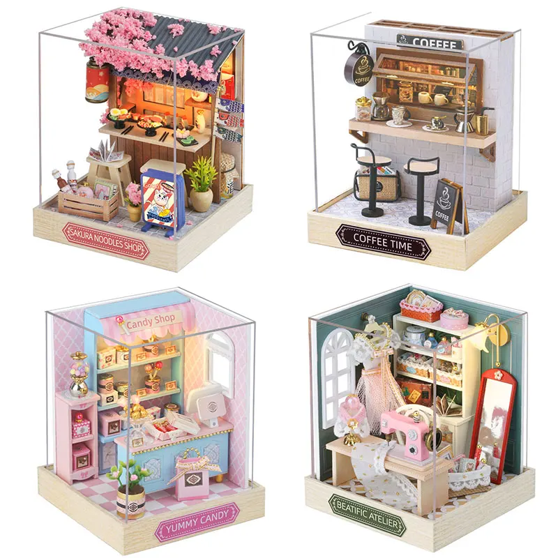 Model Kit Wood - Rumah Boneka Miniatur DIY, Puzzle 3D