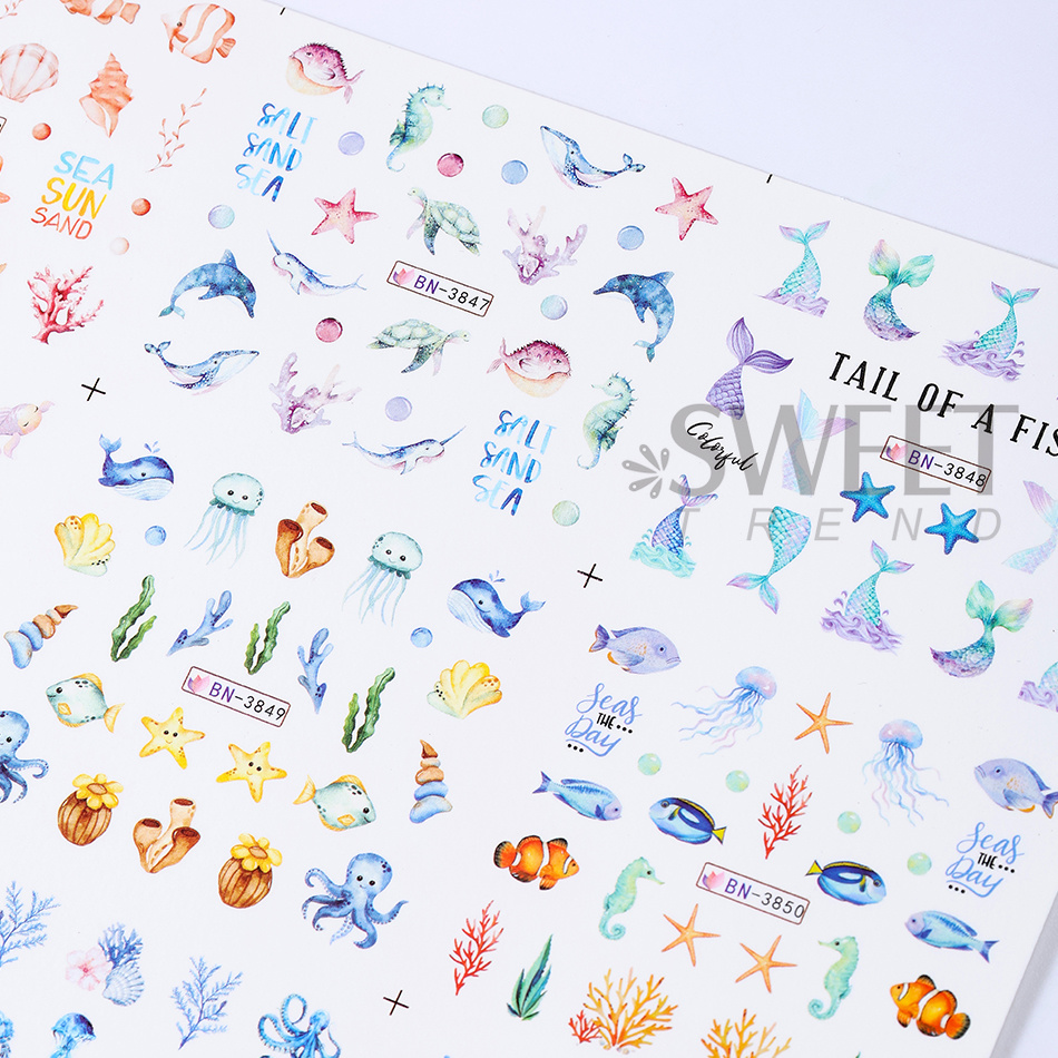 12 Desain Stiker Kuku Tema Lau - Waterslide Decal Paper ulasan dan harga