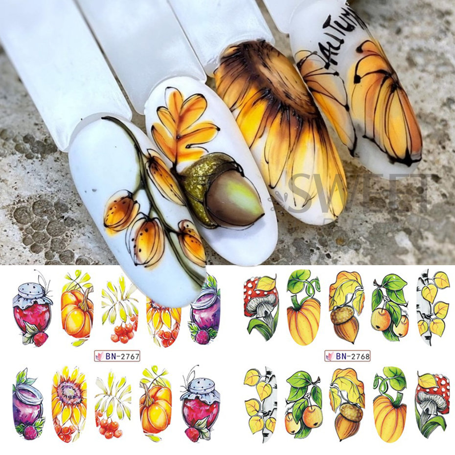 12 buah musim gugur stiker kuk - Waterslide Decal Paper ulasan dan harga
