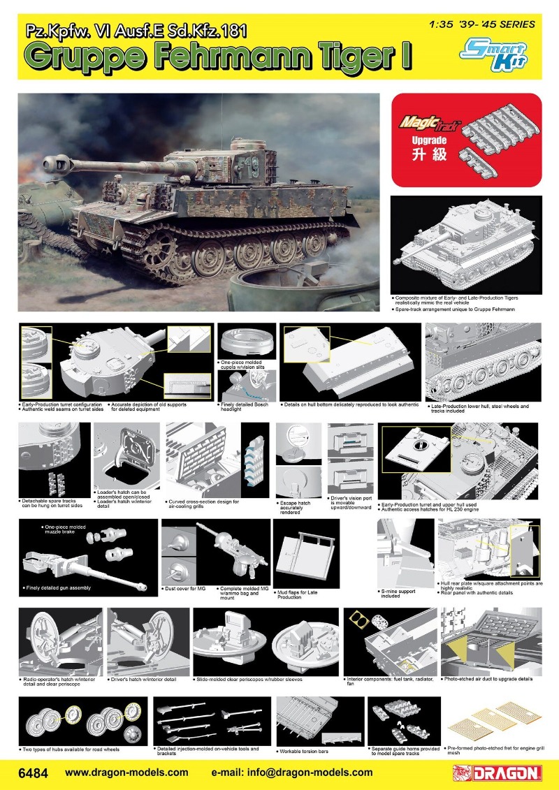 Dragon 6484, 1/35 Tiger I, Gru - Model Kit Dragon ulasan dan harga