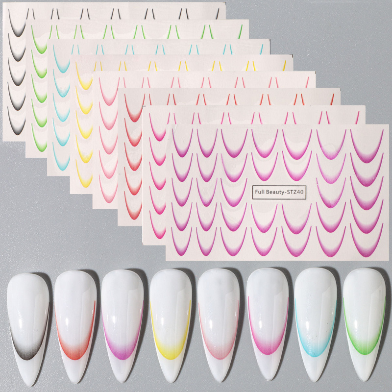 8 buah gradien seni kuku Peran - Waterslide Decal Paper ulasan dan harga