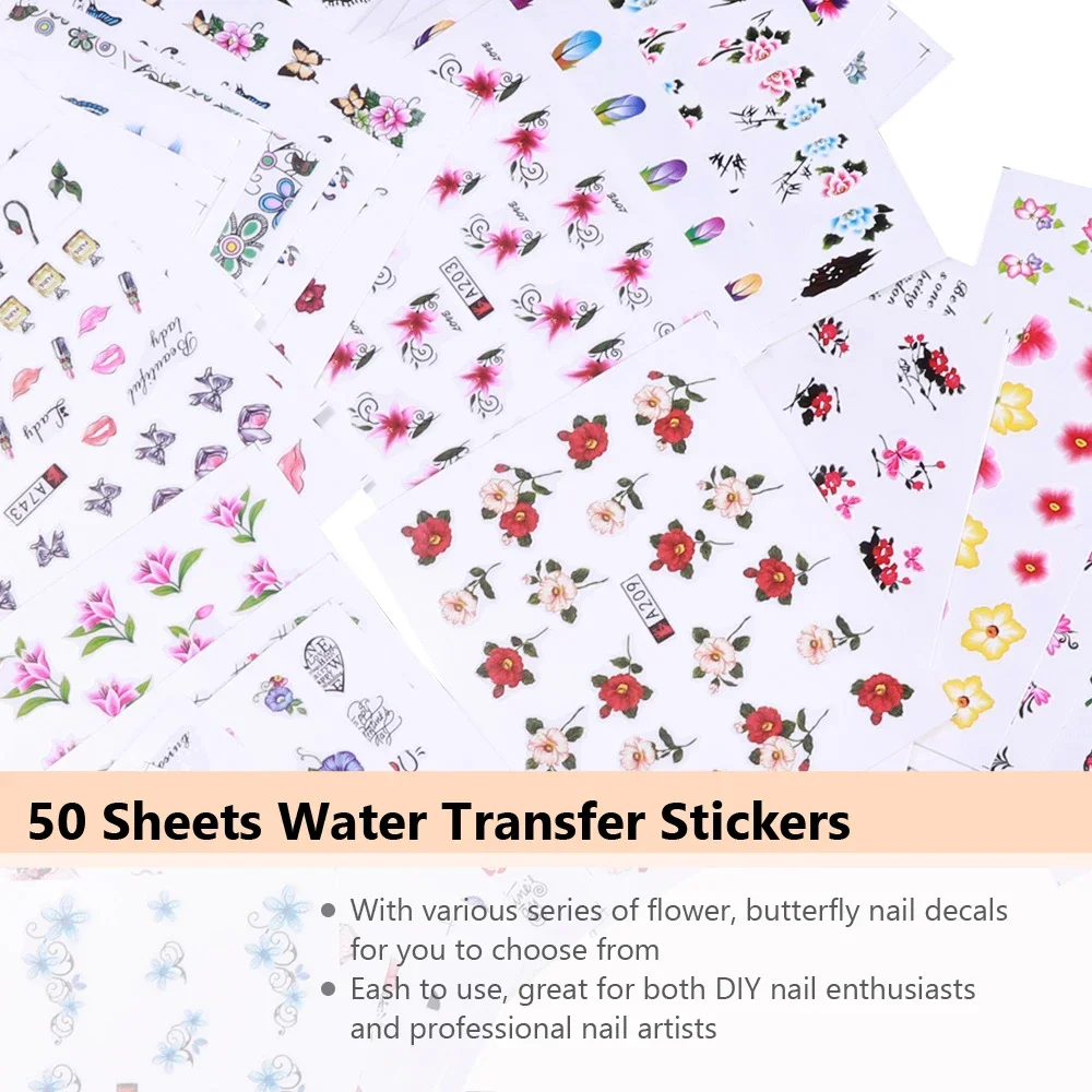 50 Buah Stiker Kuku Desain Cam - Waterslide Decal Paper ulasan dan harga